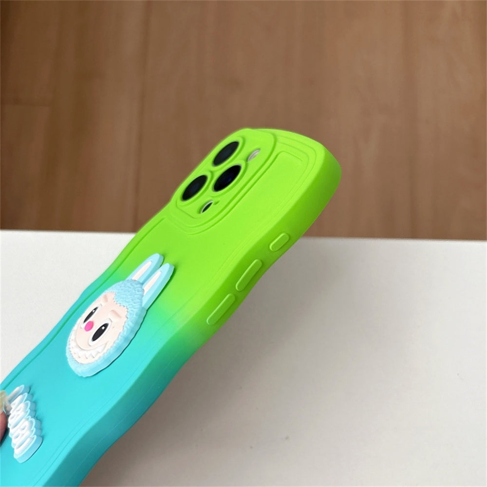 Labubu Cute Soft Wavy Gradient iPhone Case – with Wrist Strap