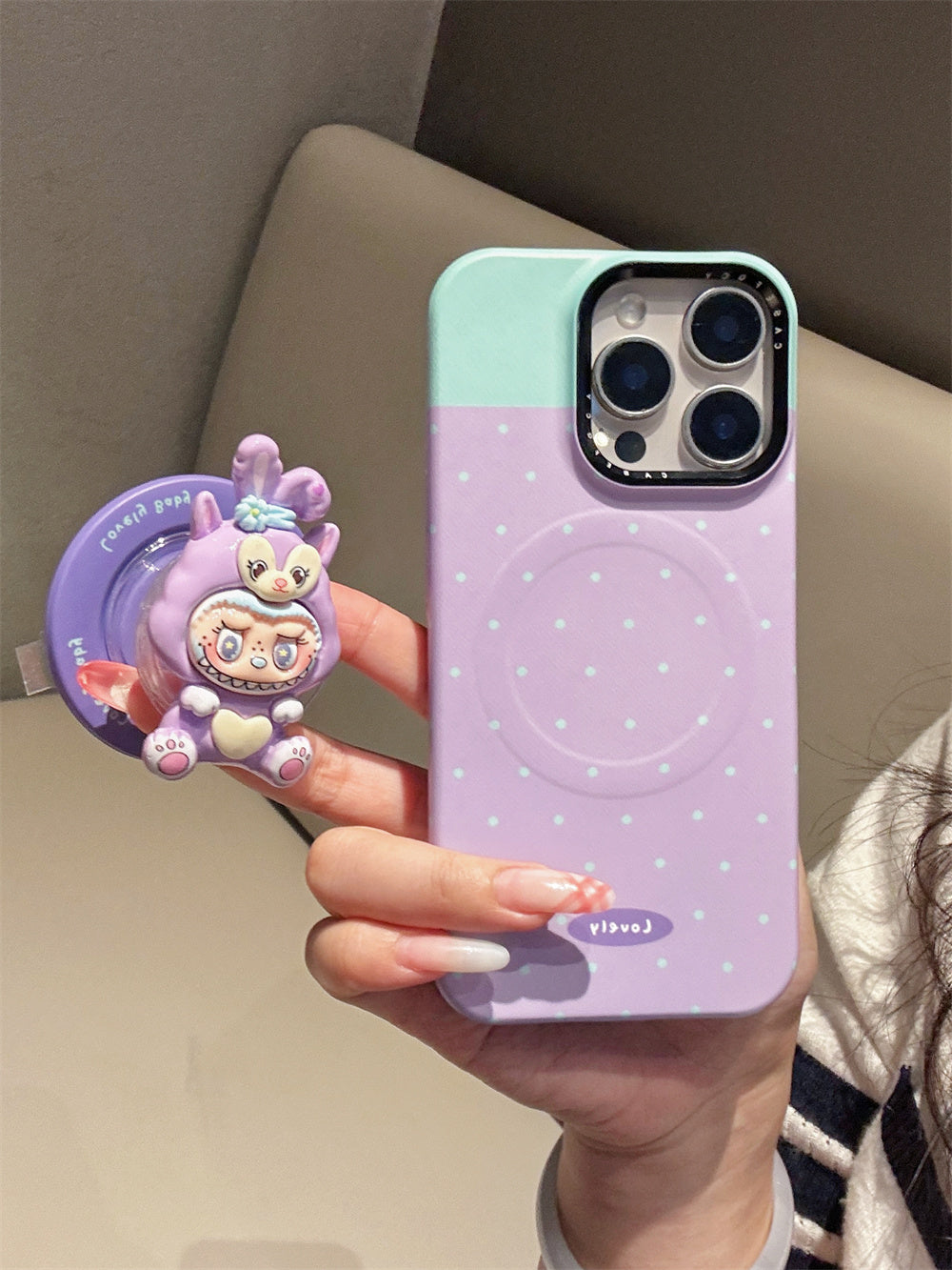 Cute Funny Rabbit StellaLou Magnetic Holder Phone Case for iPhone