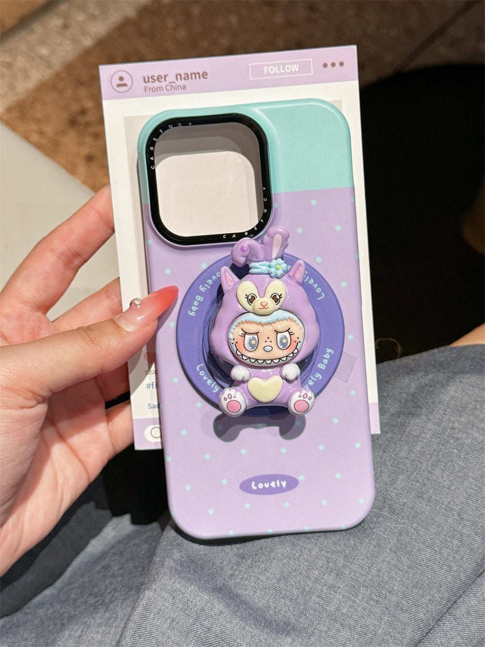 Cute Funny Rabbit StellaLou Magnetic Holder Phone Case for iPhone
