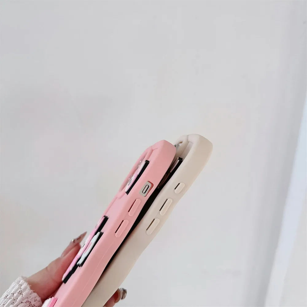 Labubu Cute Soft Wavy Gradient iPhone Case – with Wrist Strap