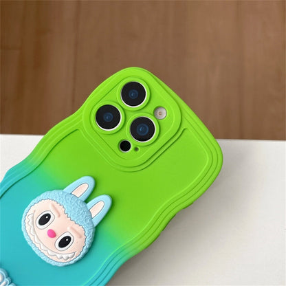Labubu Cute Soft Wavy Gradient iPhone Case – with Wrist Strap